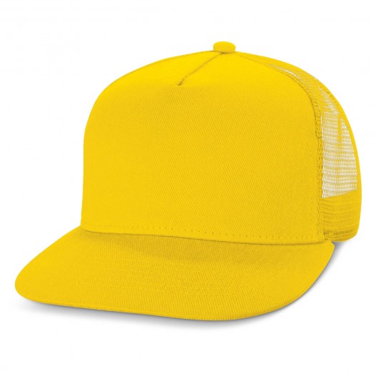 Yellow Camaro Flat Peak Trucker Caps